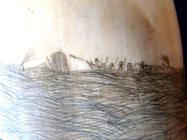 A fine 19th century Scrimshawed Whale's Tooth depicting a whale hunt — image 8